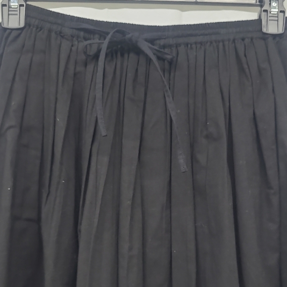 A-Line Skirt Calf Length Black Cream Mandella Print Boho Elastic Waist Pull On - Picture 3 of 9